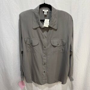 Anna and Frank Studio Vintage Silk Button Front Blouse Old Money Luxury Bold 2XL